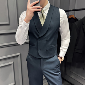 绵羊毛纯色翻领马夹套24男马甲套工作服职业装A311-MJT9998-P145图片