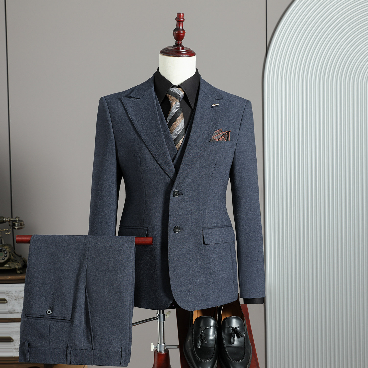 假模景2026春季西服套装纯色大领休闲大码西服A311-SJT9023-P290，男装西服套装，电商A311