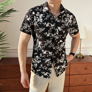 2025新款男士短袖衬衫商务休闲印花衬衣A311-CSZ78170-P33图片