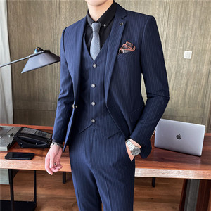 2025秋季西服套装男士三件套韩版修身新郎结婚礼服SJT9902-P285图片