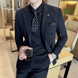 酒店景 2025春季套装修身休闲商务大码男士礼服A311-SJT9001-P285图片