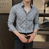 2025春季新男士长袖衬衫商务寸衫商务风方领衬衫A311-CSZ7792-P53，男装衬衫，电商A311