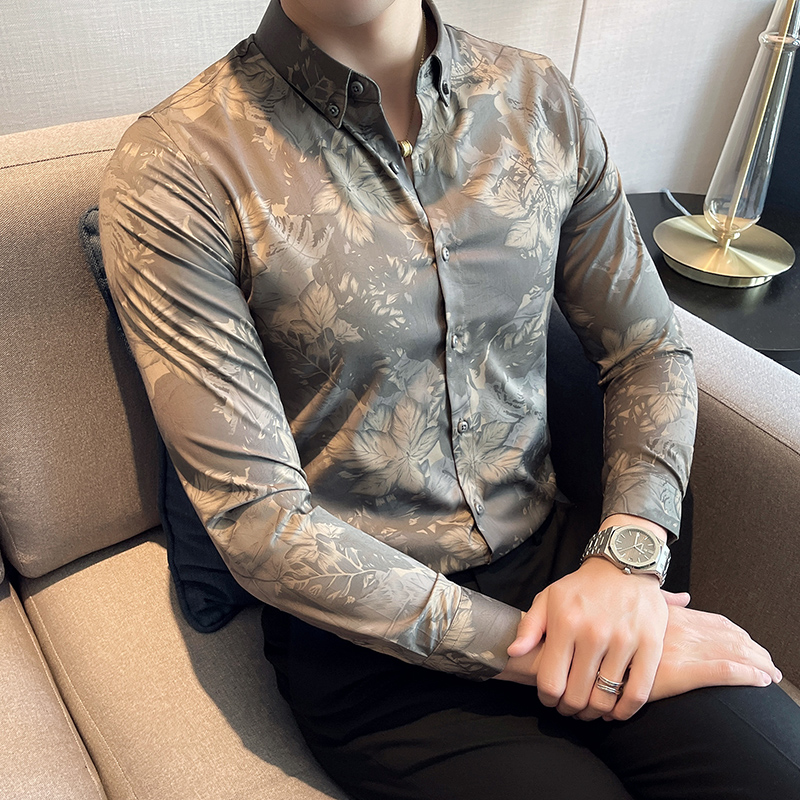 2025秋季新款印花男士衬衫网红时尚潮流修身休闲花衬衣CSC304-P58，男装衬衫，电商A311
