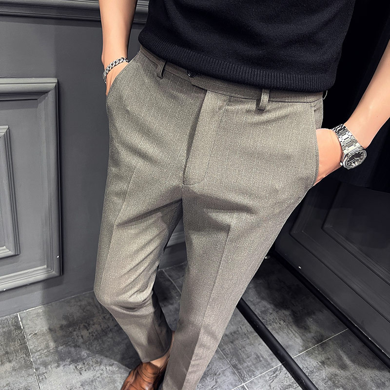 木框2025新款条纹男士修身西裤休闲裤大码西裤A311-DK9962-P75,男装西裤,电商A311