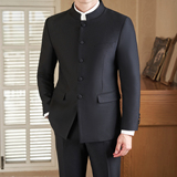 风男士中山装西服礼服装2025秋季西服纯色A311-LJT811-P230，男装西服套装，电商A311