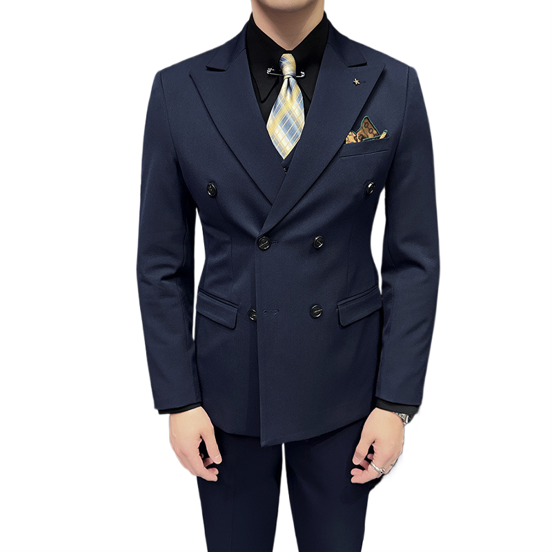 24春季西装套装修身休闲商务大码工西服双排男A311-SJT6890-P245,男装西服套装,电商A311