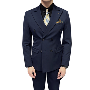 24春季西装套装修身休闲商务大码工西服双排男A311-SJT6890-P245图片