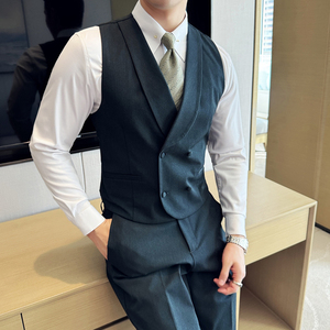 绵羊毛纯色翻领马夹套24男马甲套工作服职业装A311-MJT9998-P145图片
