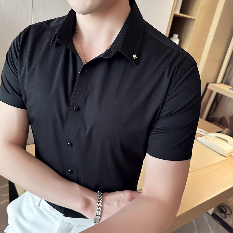 2025夏季新款衬衫男士短袖修身休闲衬衣百搭上衣男A311-CS830-P68,男装T恤,电商A311