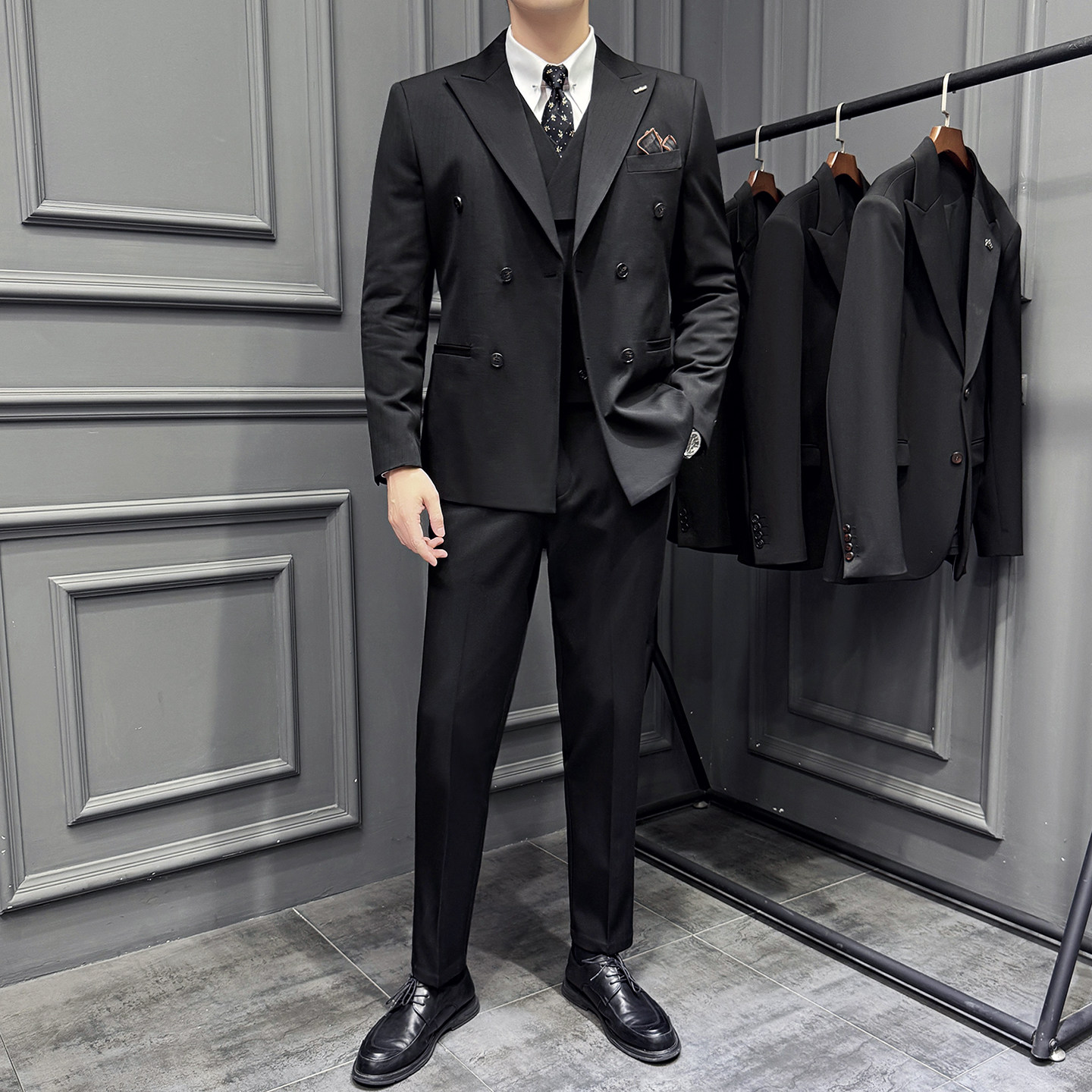 木框景2025秋季套装修身休闲商务大码男士礼服A311-SJT9013-P290,男装西服套装,电商A311