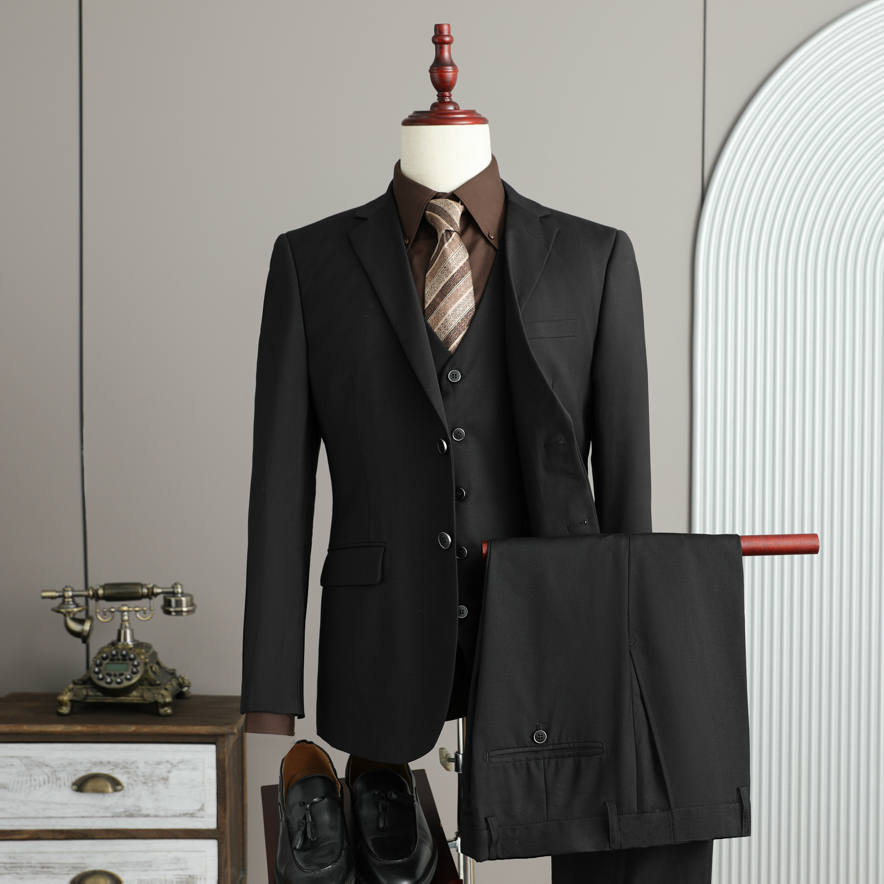 假模景2025秋季套装修身休闲商务大码男士职业装A311SJT68特P210，男装西服套装，电商A311