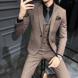 2025秋冬新西装套装修身休闲商务大码工西服男士礼服SJT9821-P265图片