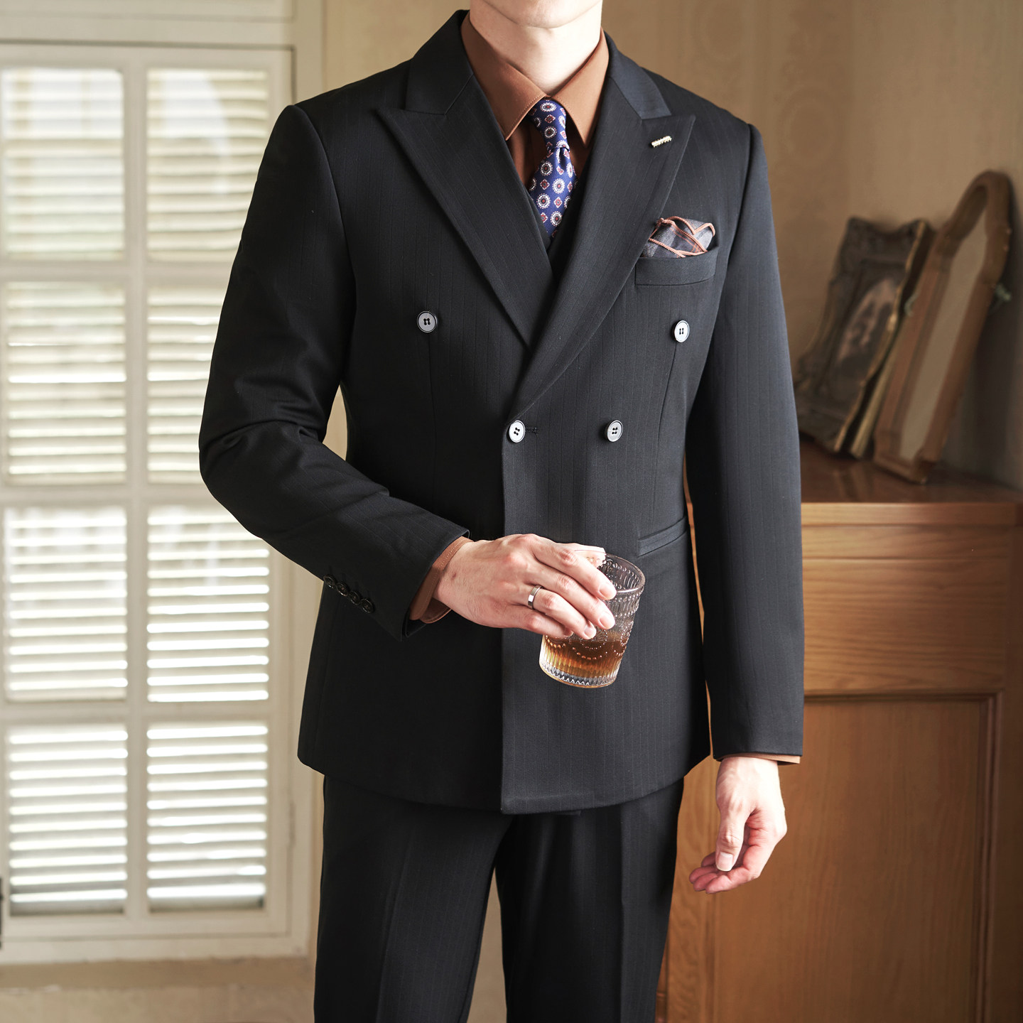 2025秋季套装修身休闲商务大码男士礼服A311-SJT9013-P290,男装西服套装,电商A311
