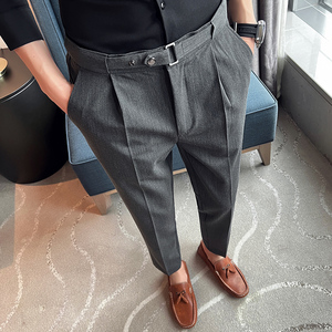 22夏季新款男士纯色修身九分裤休闲裤西裤伸缩商务裤DK913-P70图片