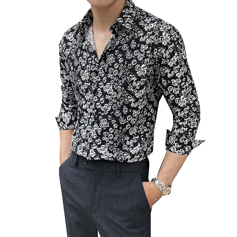 2025春季新男士长袖衬衫商务寸衫发型师方领衬衫A311-CSZ7803-P40,男装衬衫,电商A311