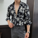 2025秋冬新男士长袖衬衫商务寸衫发型师方领衬衫A311-CSZ7802-P40，男装衬衫，电商A311