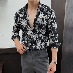 2025秋冬新男士长袖衬衫商务寸衫发型师方领衬衫A311-CSZ7802-P40图片