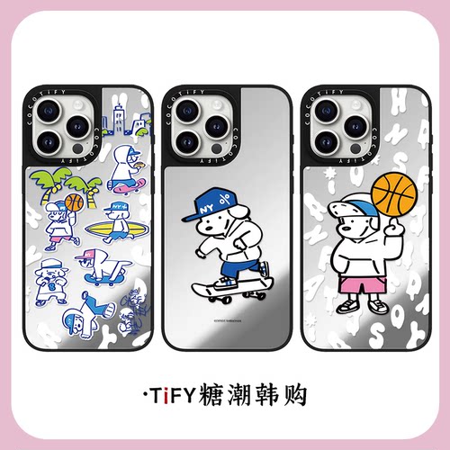 C家镜面SkaterJOHN滑板小狗适用iphone15手机壳16promax苹果13pro保护套MagSafe磁吸12卡通17PROMAX新14plus