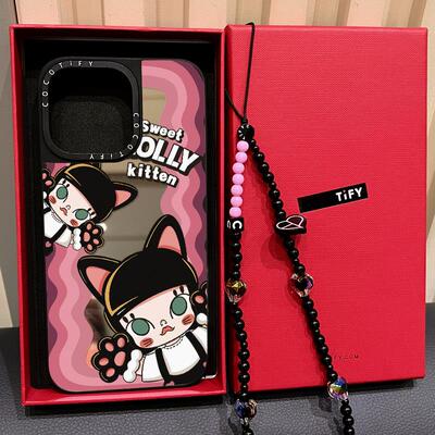 C家镜面MagSafe磁吸波浪莫莉MOLLY猫咪耳朵适用iphone16pro17P手机壳15promax苹果14艺术时尚13卡通12可爱11