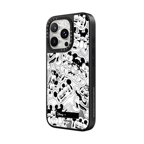 C家适用iPhone苹果16promax手机壳16plus/16pro/15/17P补妆镜14潮男女15pro轻奢风13时尚16软胶满屏黑白米奇