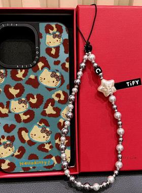 C家蓝色豹纹kitty凯蒂猫适用iphone16pro手机壳15promax苹果14/17PROPRO磁吸MagSafe镜面13/12卡通17PRO甜酷