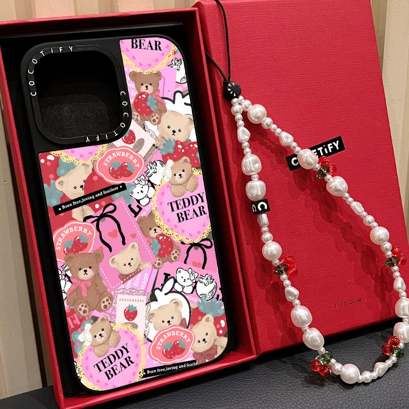 C家草莓玩偶熊贴纸适用苹果16promax手机壳iphone15pro磁吸MagSafe卡通14plus可爱13日韩新款17情侣防摔17PRO