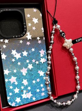 C家高端闪粉蓝色星星适用苹果16promax手机壳iphone15pro/17P镜面MagSafe磁吸14/13/12保护套11日韩ins网红女