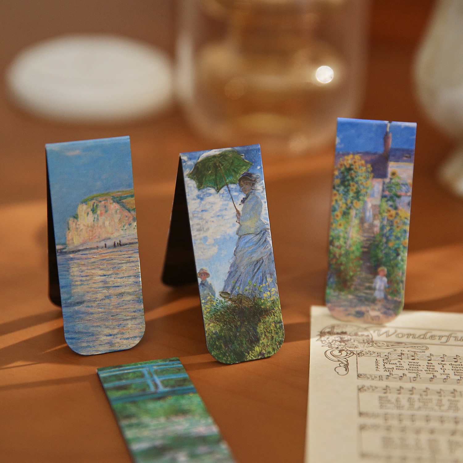 4枚入复古油画梵高莫奈磁吸书签