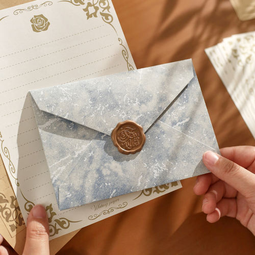新款加厚鎏金浮雕纹理信封信纸