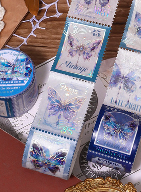 烫金蝴蝶邮票模切胶带贴纸复古文艺手账DIY拼贴装饰造景素材贴画