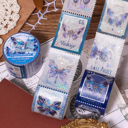 烫金蝴蝶邮票模切胶带贴纸素材