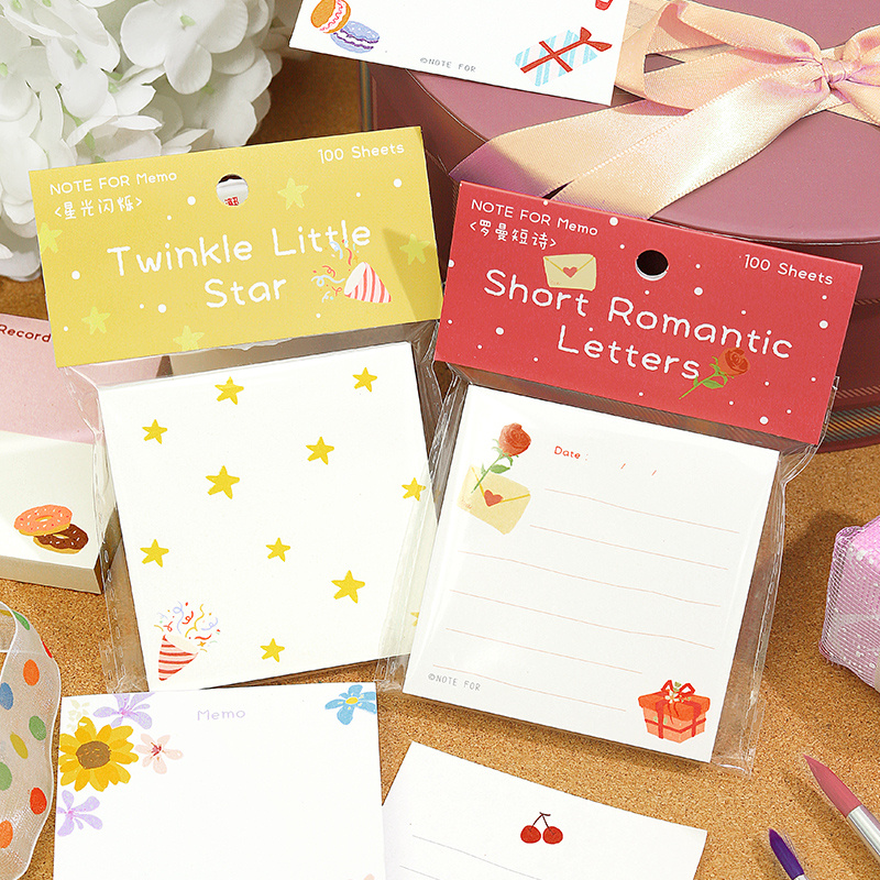 100张快乐循环便签本高颜值简约ins手帐拼贴素材学生留言记事纸