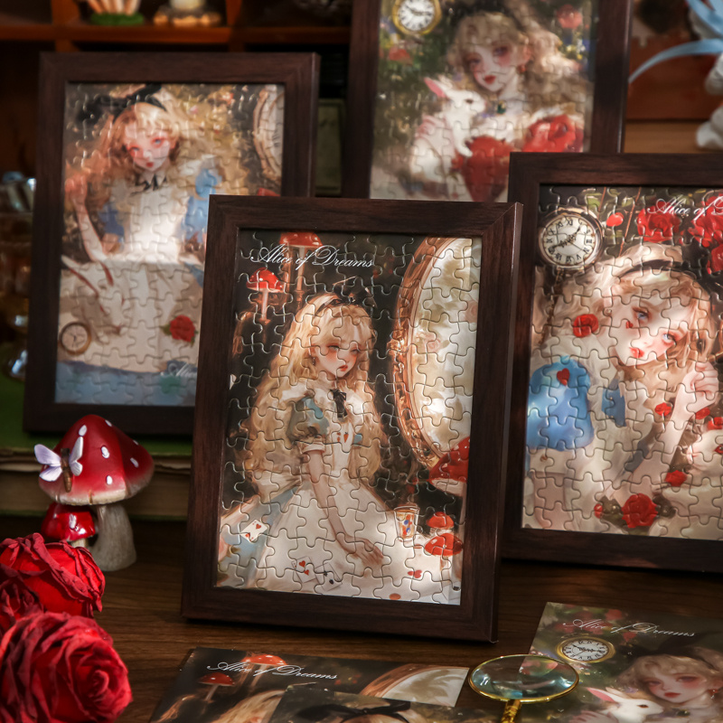 爱丽丝童话梦境拼图相框礼盒套装 唯美女孩桌面摆生日件伴手礼物