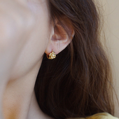 柚卡 山茶花法式 耳圈金色气质耳环轻奢高级感夏日花朵耳饰复古