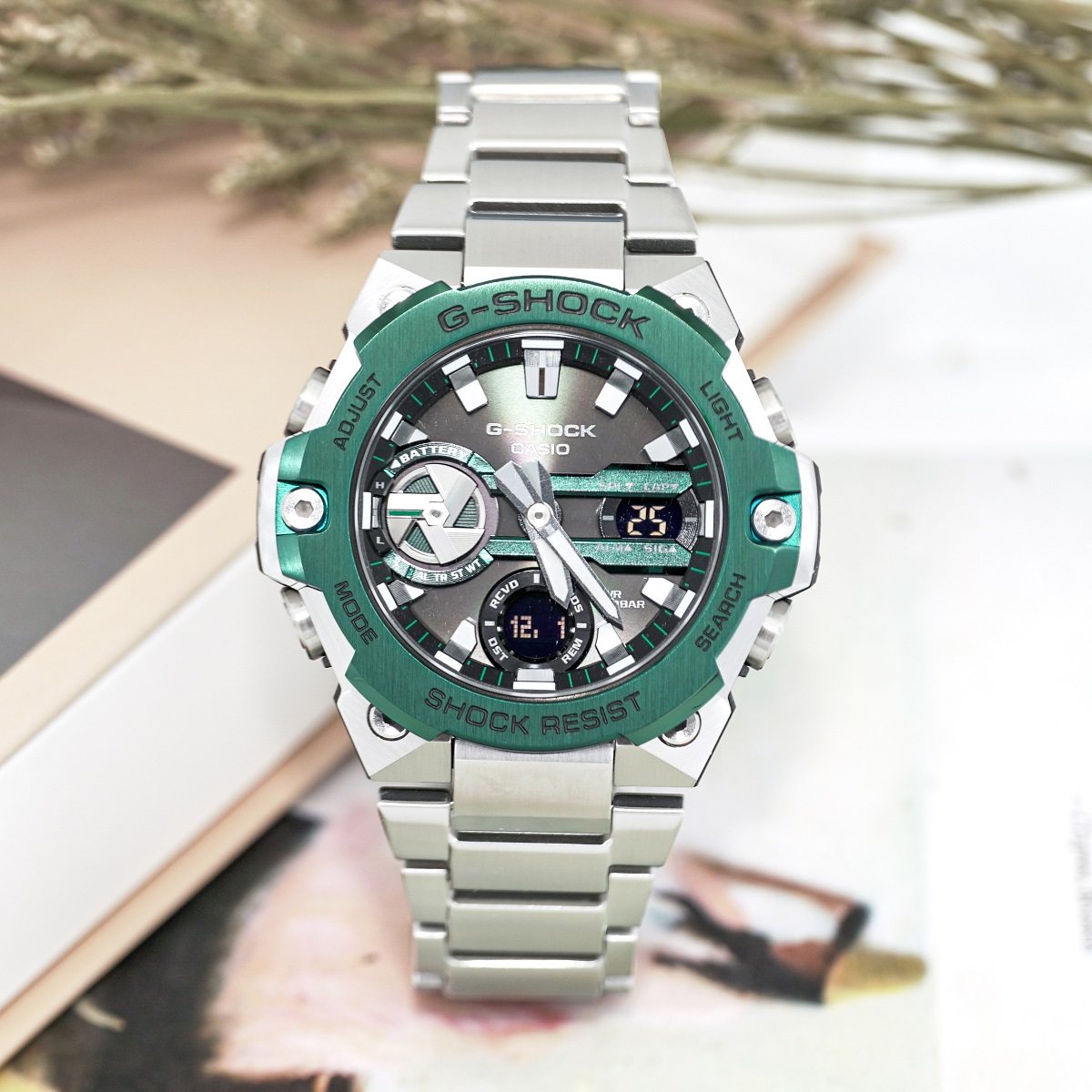 卡西欧g-steel金属钢铁之心太阳能蓝牙运动手表男gst-b400cd-1a3