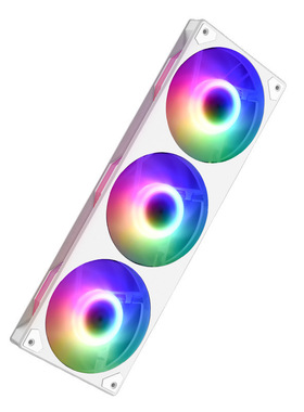 ID-COOLINGDF-36025-ARGB-SNOW双滚珠温控三联排白框ARGB灯效风扇