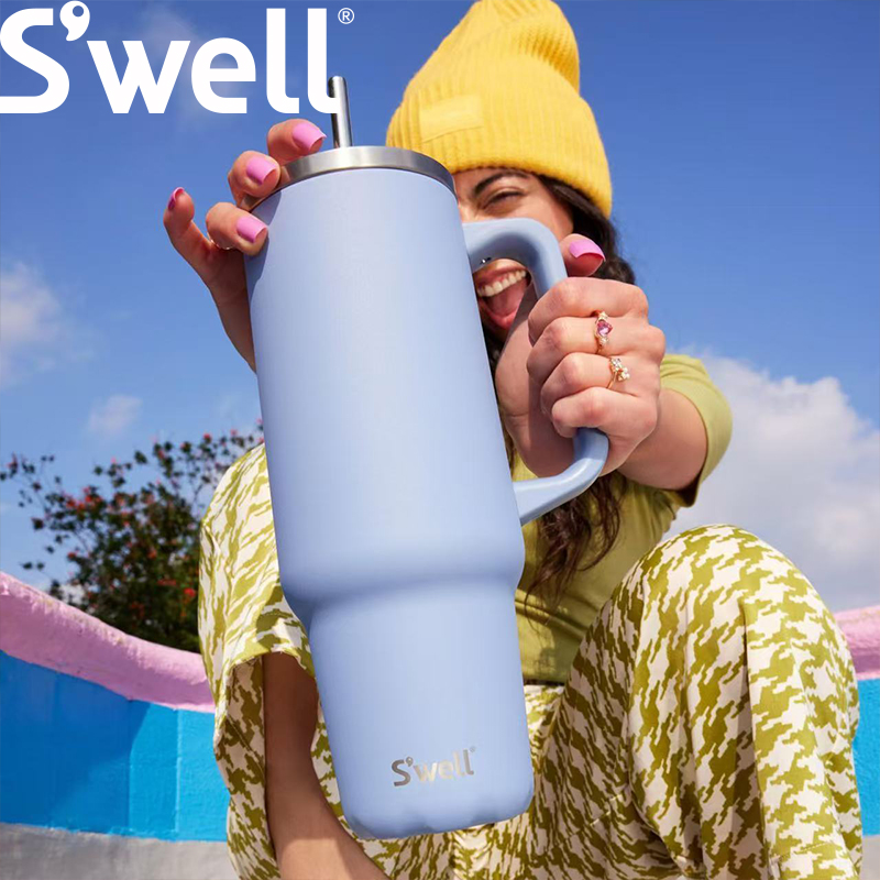 SWELL保温杯大容量水杯巨无霸高颜值不锈钢随行咖啡杯车载吸管杯