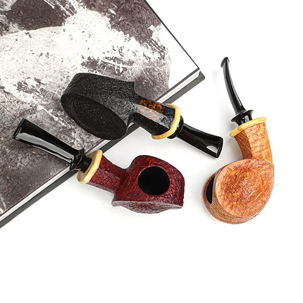 GH.ZHANG张国辉烟斗工作室中国龙双面鼓河豚系列经典石楠木烟斗