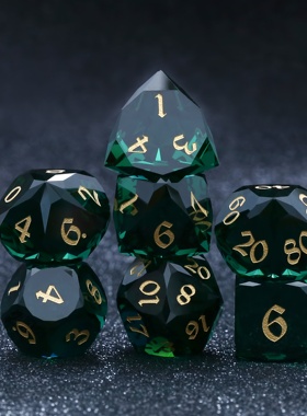 墨绿色多切面水晶coc宝石跑团骰子dnd筛子博德之门骰子dnd多面骰