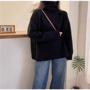 秋冬新款纯色高领羊毛衫女打底针织衫王菲同款慵懒风宽松加厚毛衣
