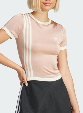 Adidas阿迪达斯三叶草新款女子修身休闲运动短袖T恤JJ0961/JJ0962