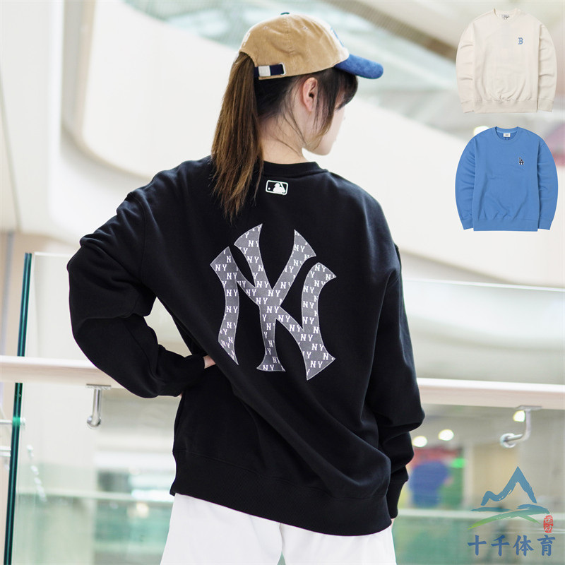 MLB男女学院风印花NY圆领卫衣
