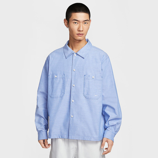 衬衫 Nike耐克男子刺绣小勾宽松透气翻领休闲长袖 HV0883 新款 25秋季
