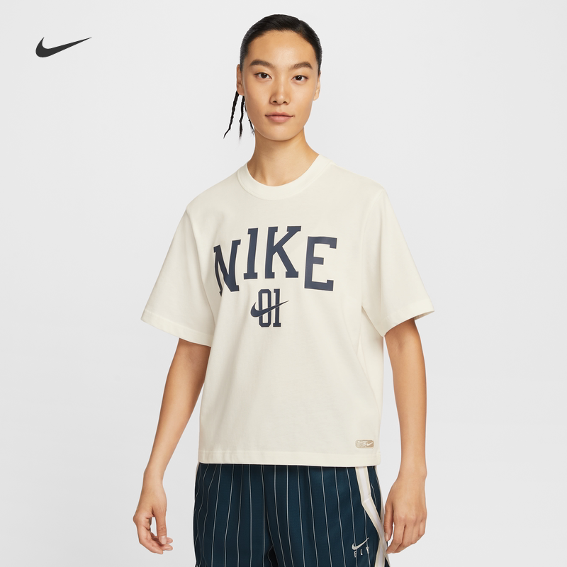 NIKE耐克耐高系列女子纯棉宽松篮球T恤25夏季新款休闲短袖 IB9971