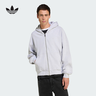 Adidas阿迪达斯男士三叶草纯棉休闲运动拉链开衫连帽卫衣JW1071