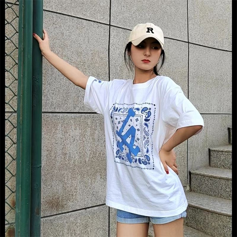 MLB男女腰果花流胶印运动短袖