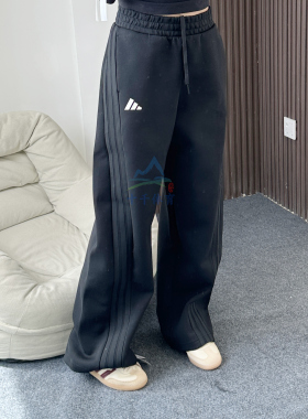 25冬季新款adidas阿迪达斯运动休闲香蕉裤女子阔腿针织长裤KF2682