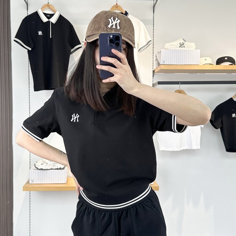 MLB女子短袖25春夏新款NY刺绣学院风短款polo衫运动T恤3FPQB0253,运动服/休闲服装,运动POLO衫,淘宝优惠券,粉丝福利购,淘宝优惠卷