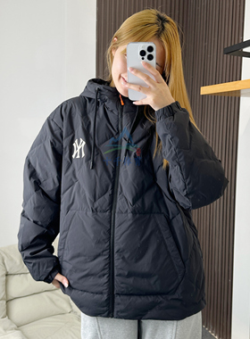 25冬季新款MLB羽绒服男女NY刺绣菱格连帽运动棉羽外套3ADJB2756