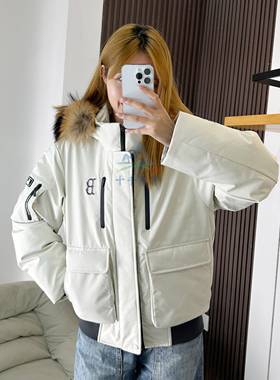 MLB运动羽绒服男女25新款NY工装风毛领鹅绒保暖棉羽外套3ADJB4156